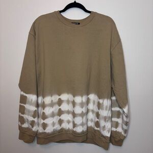 TALENTLESS Men's Beige Tan and White Tie Dye Crewneck Pullover Sweatshirt